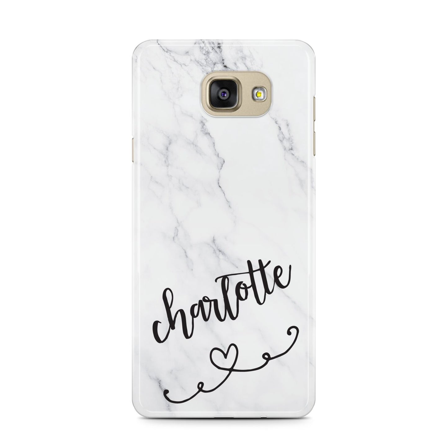 Grey Personalised Marble with Illustration Text Samsung Galaxy A7 2016 Case on gold phone