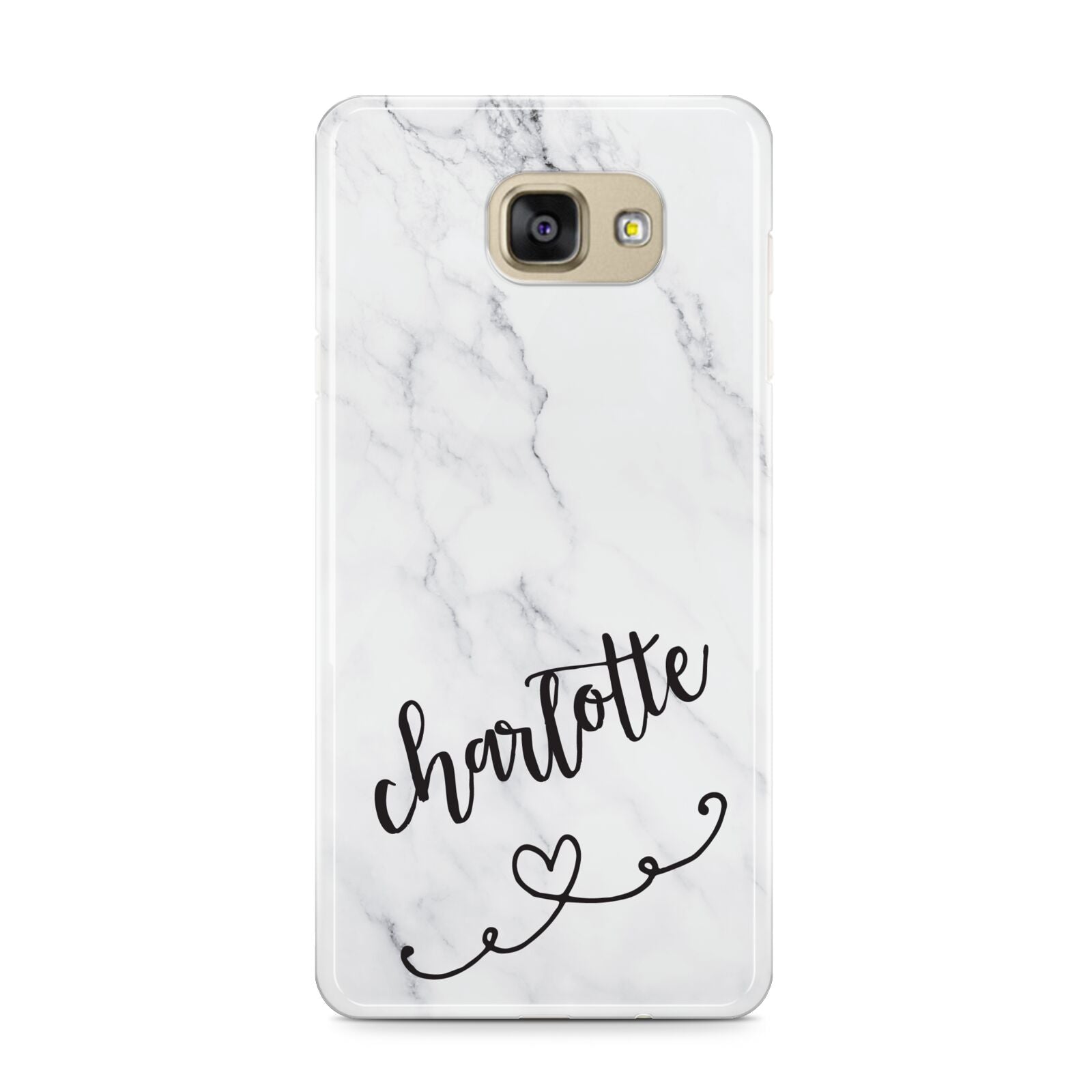 Grey Personalised Marble with Illustration Text Samsung Galaxy A9 2016 Case on gold phone