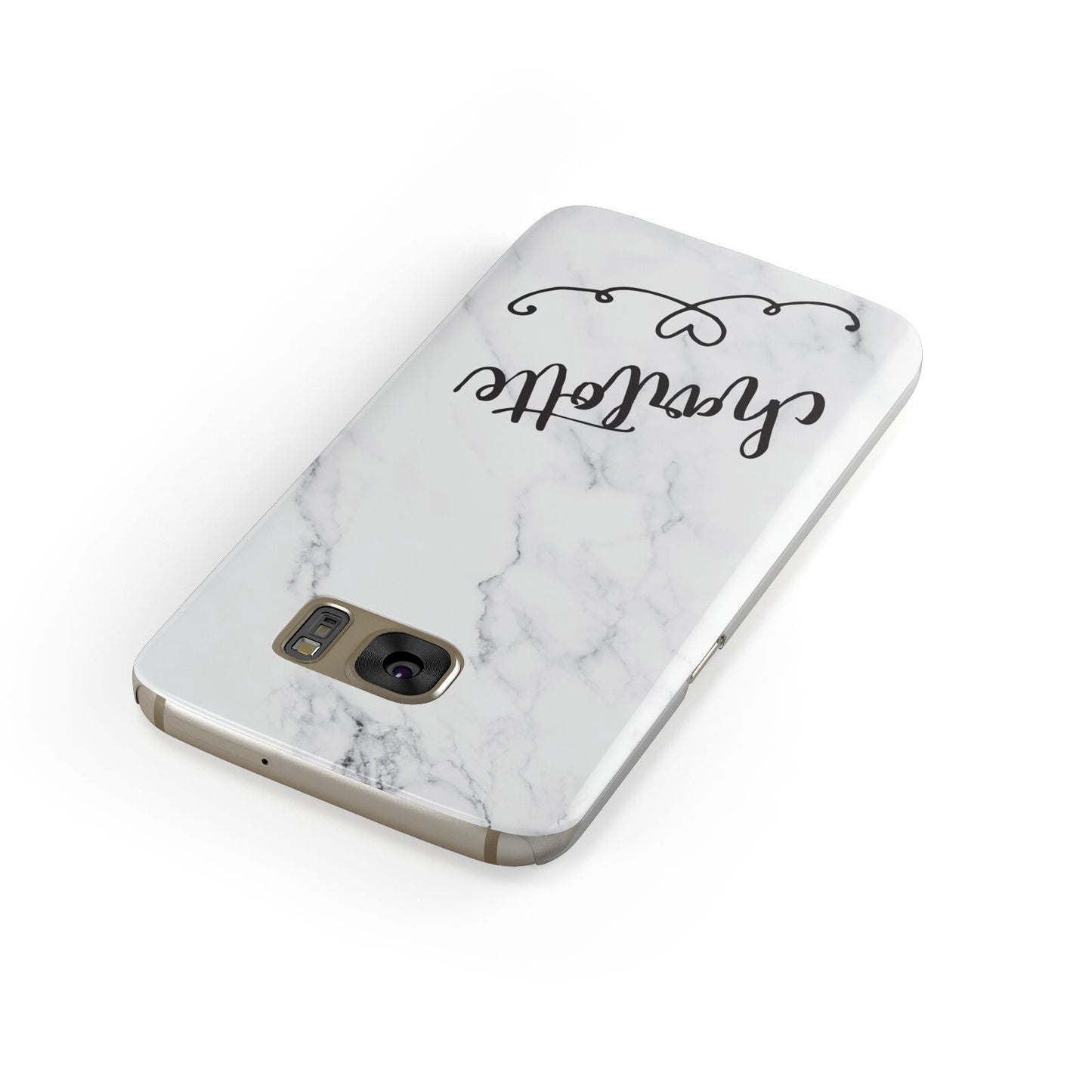 Grey Personalised Marble with Illustration Text Samsung Galaxy Case Front Close Up