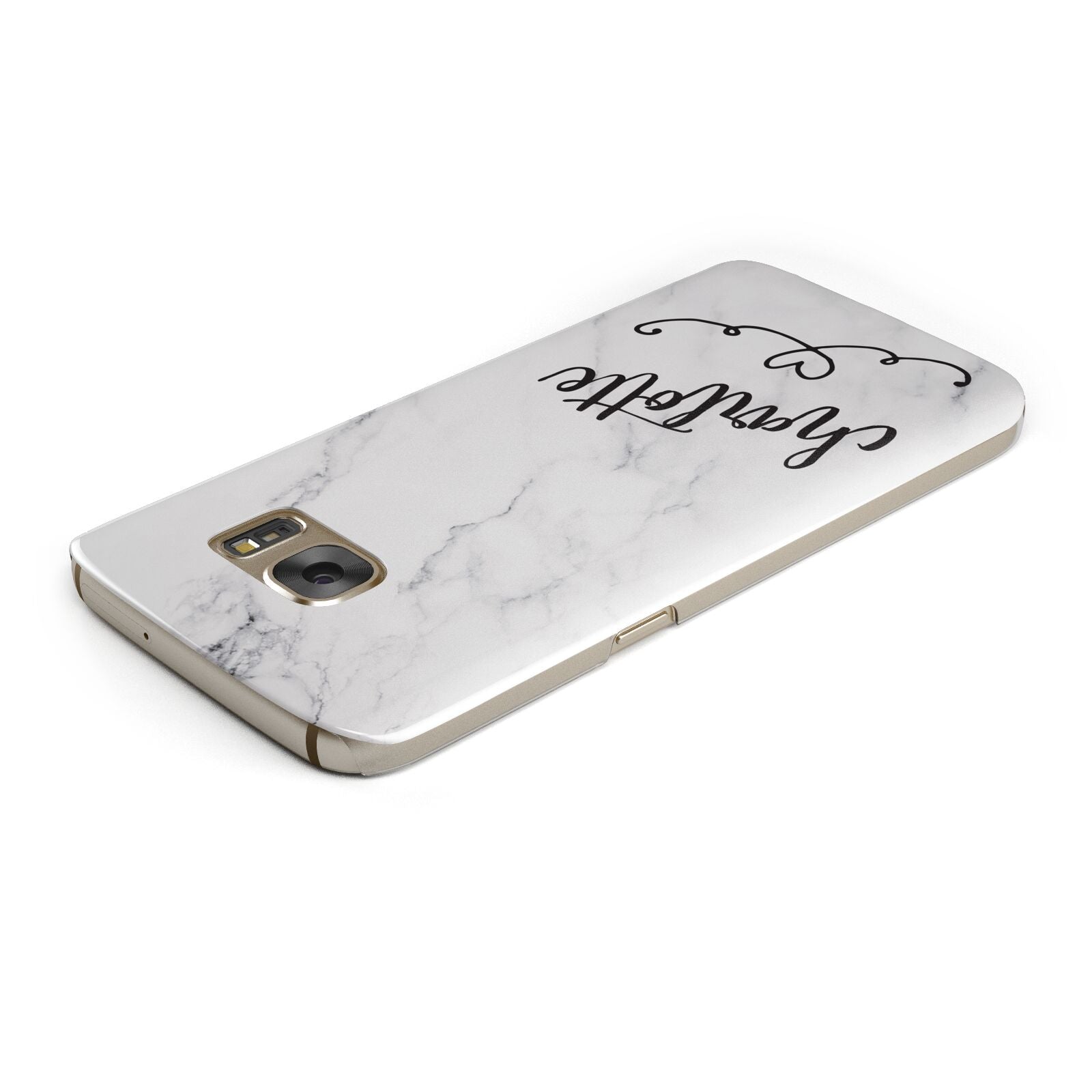 Grey Personalised Marble with Illustration Text Samsung Galaxy Case Top Cutout