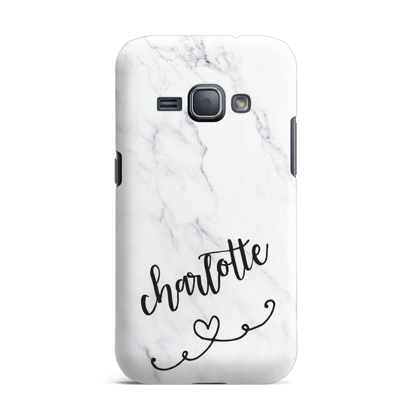 Grey Personalised Marble with Illustration Text Samsung Galaxy J1 2016 Case