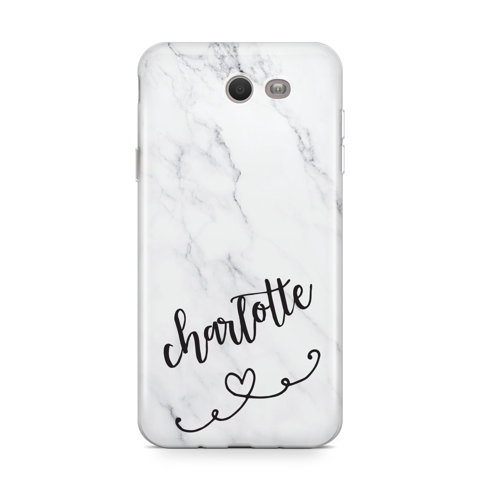 Grey Personalised Marble with Illustration Text Samsung Galaxy J7 2017 Case