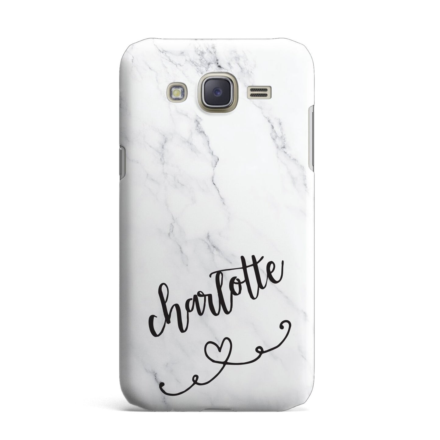 Grey Personalised Marble with Illustration Text Samsung Galaxy J7 Case