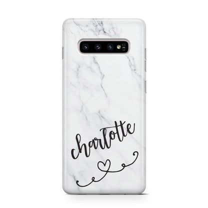 Grey Personalised Marble with Illustration Text Samsung Galaxy S10 Case