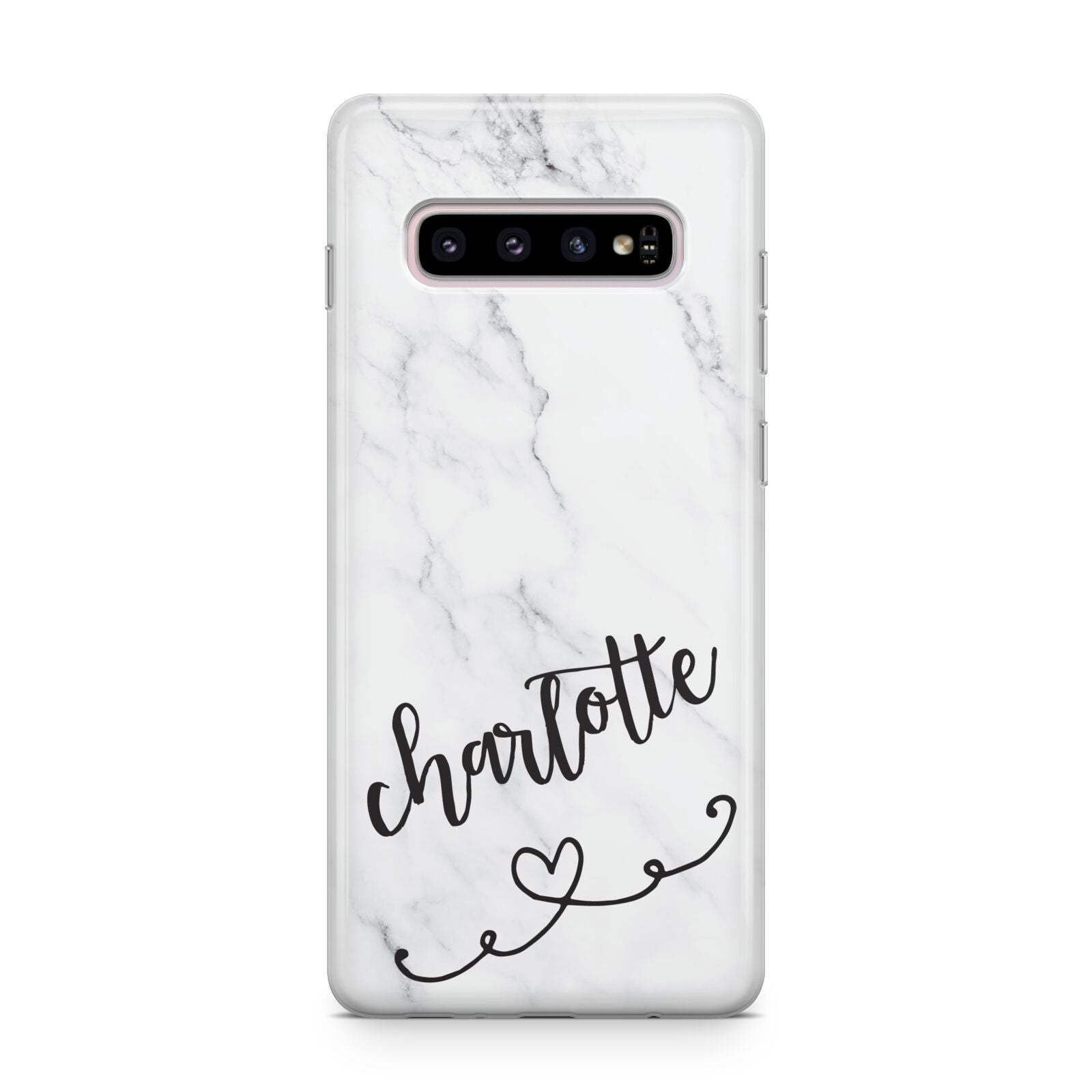 Grey Personalised Marble with Illustration Text Samsung Galaxy S10 Plus Case