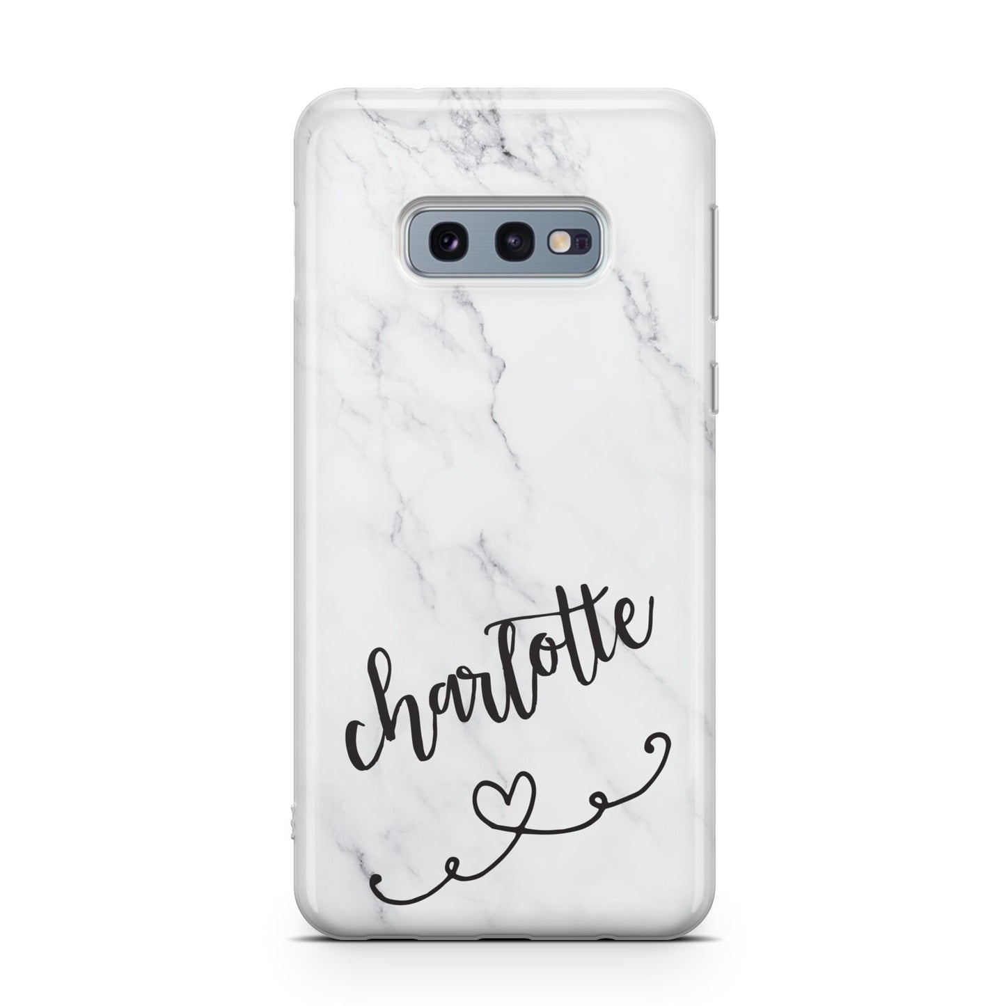 Grey Personalised Marble with Illustration Text Samsung Galaxy S10E Case