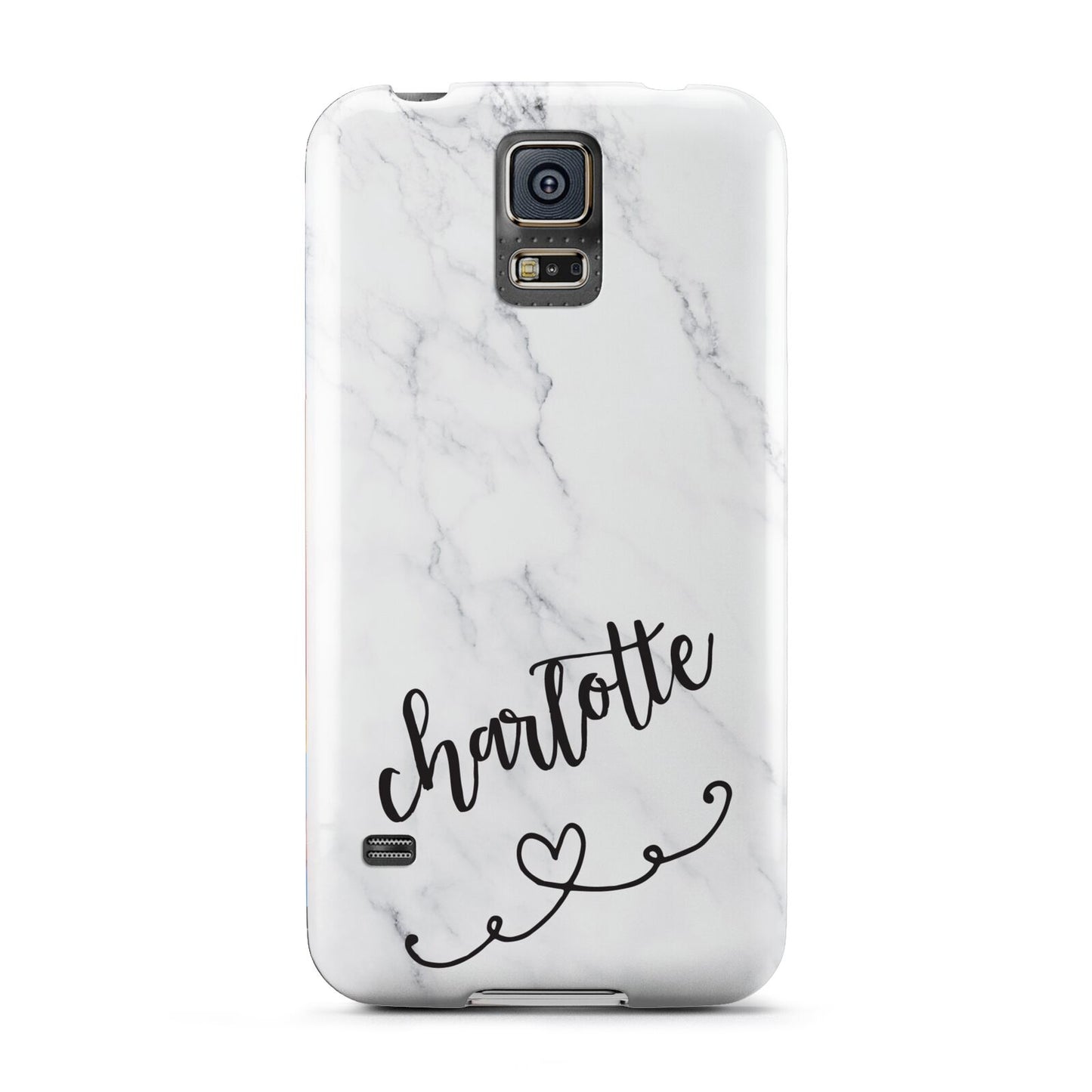 Grey Personalised Marble with Illustration Text Samsung Galaxy S5 Case