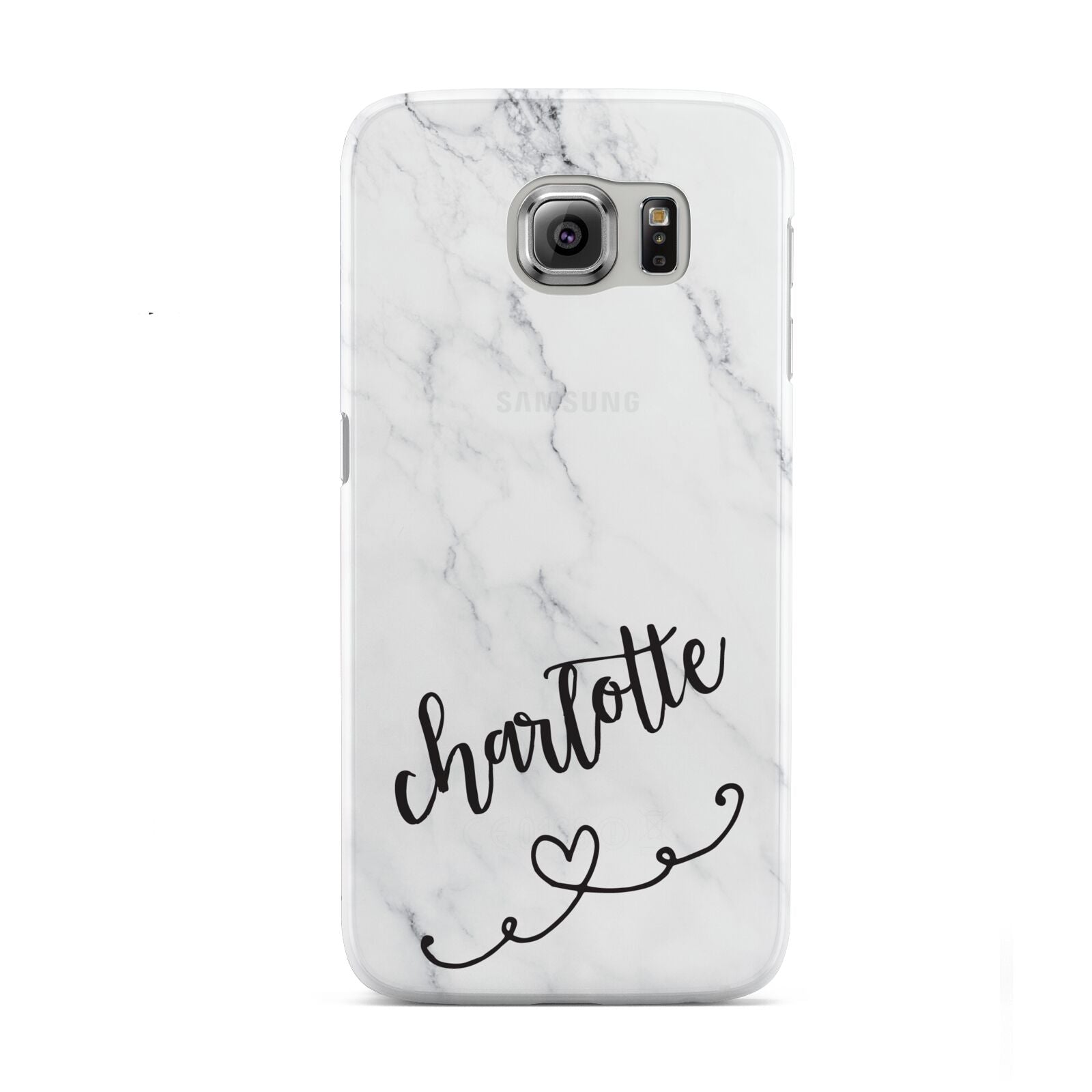 Grey Personalised Marble with Illustration Text Samsung Galaxy S6 Case