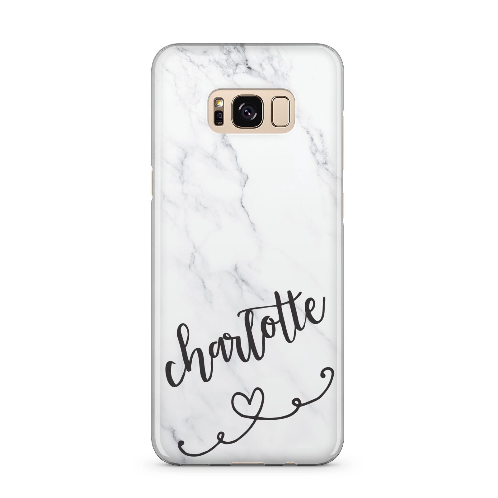 Grey Personalised Marble with Illustration Text Samsung Galaxy S8 Plus Case