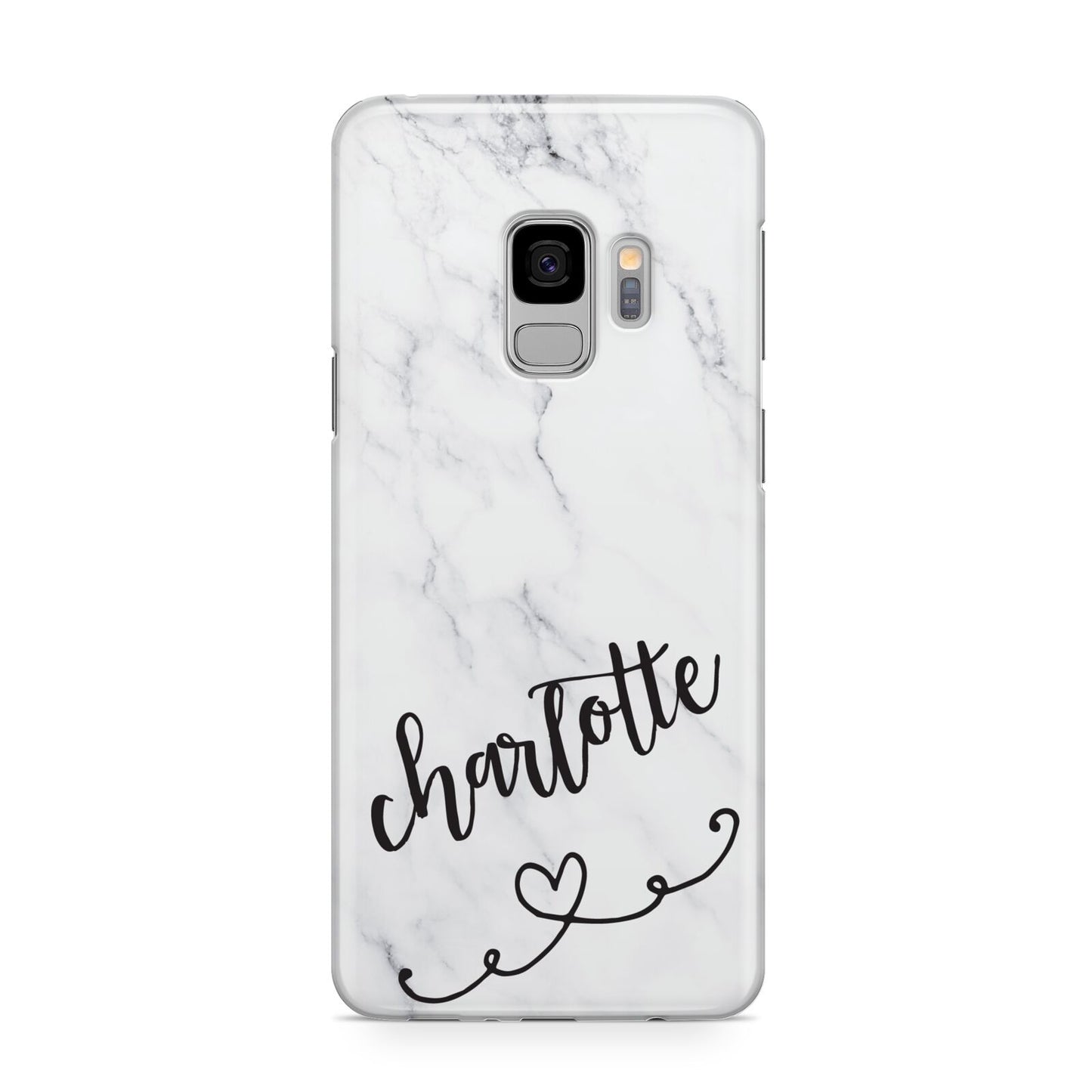 Grey Personalised Marble with Illustration Text Samsung Galaxy S9 Case