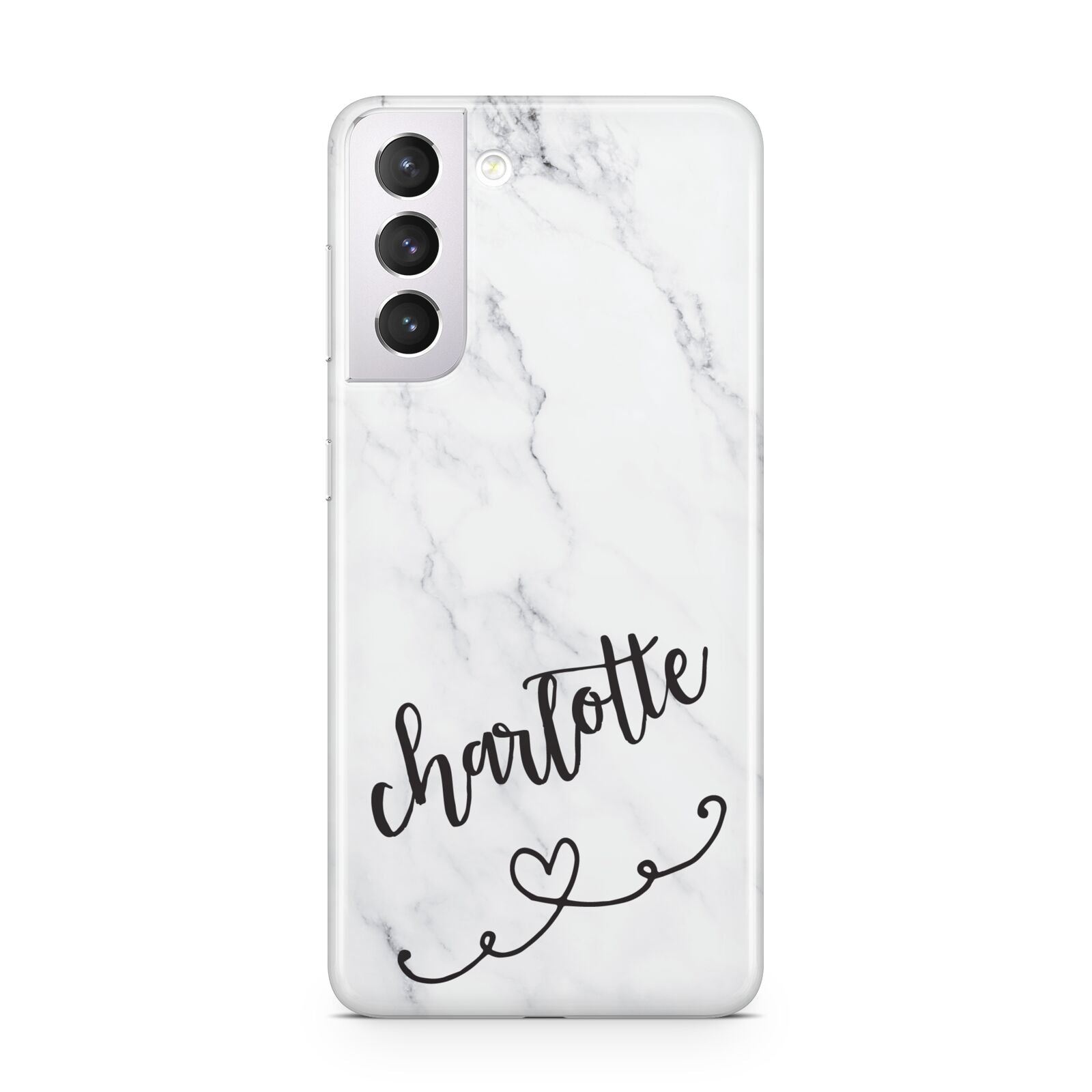 Grey Personalised Marble with Illustration Text Samsung S21 Case