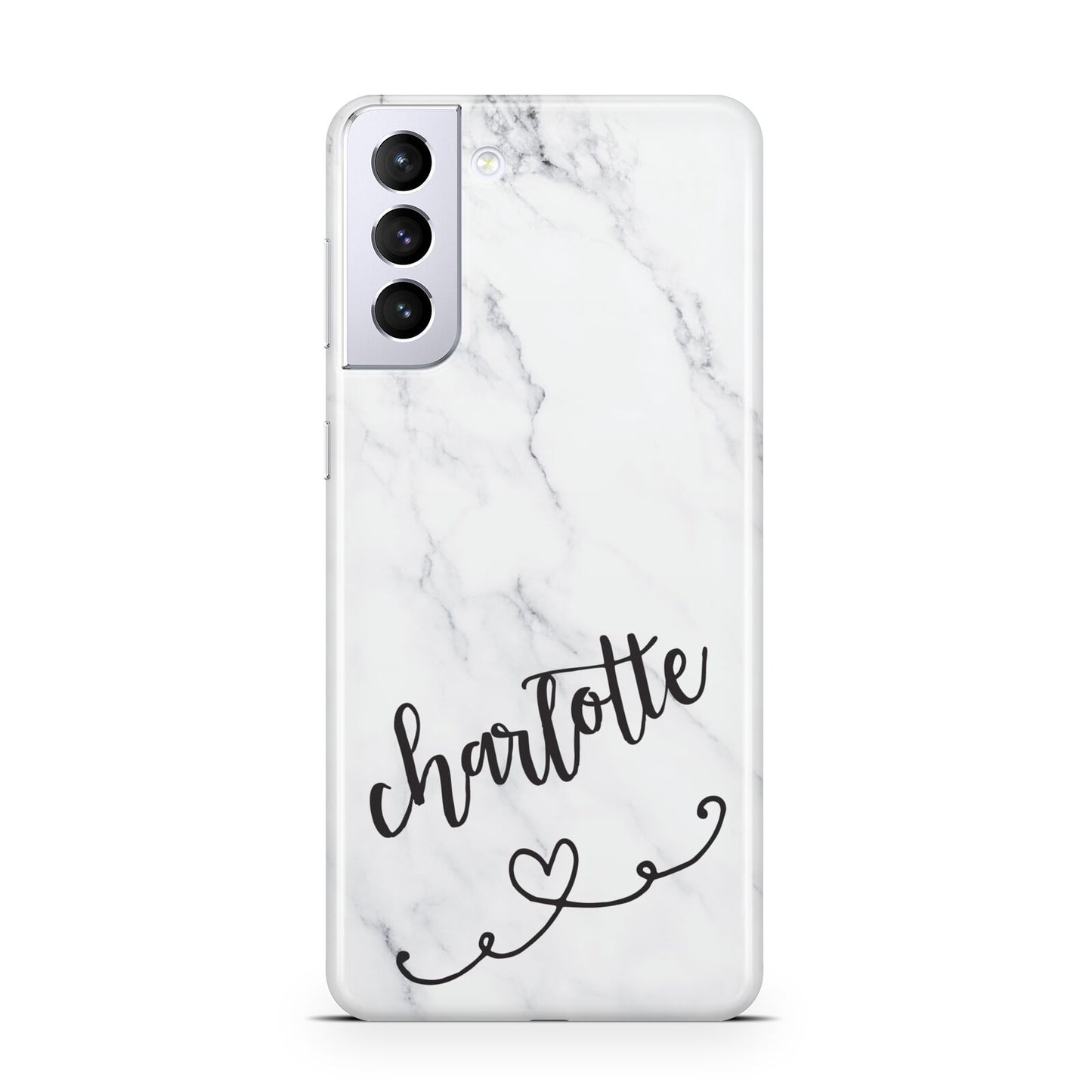 Grey Personalised Marble with Illustration Text Samsung S21 Plus Case