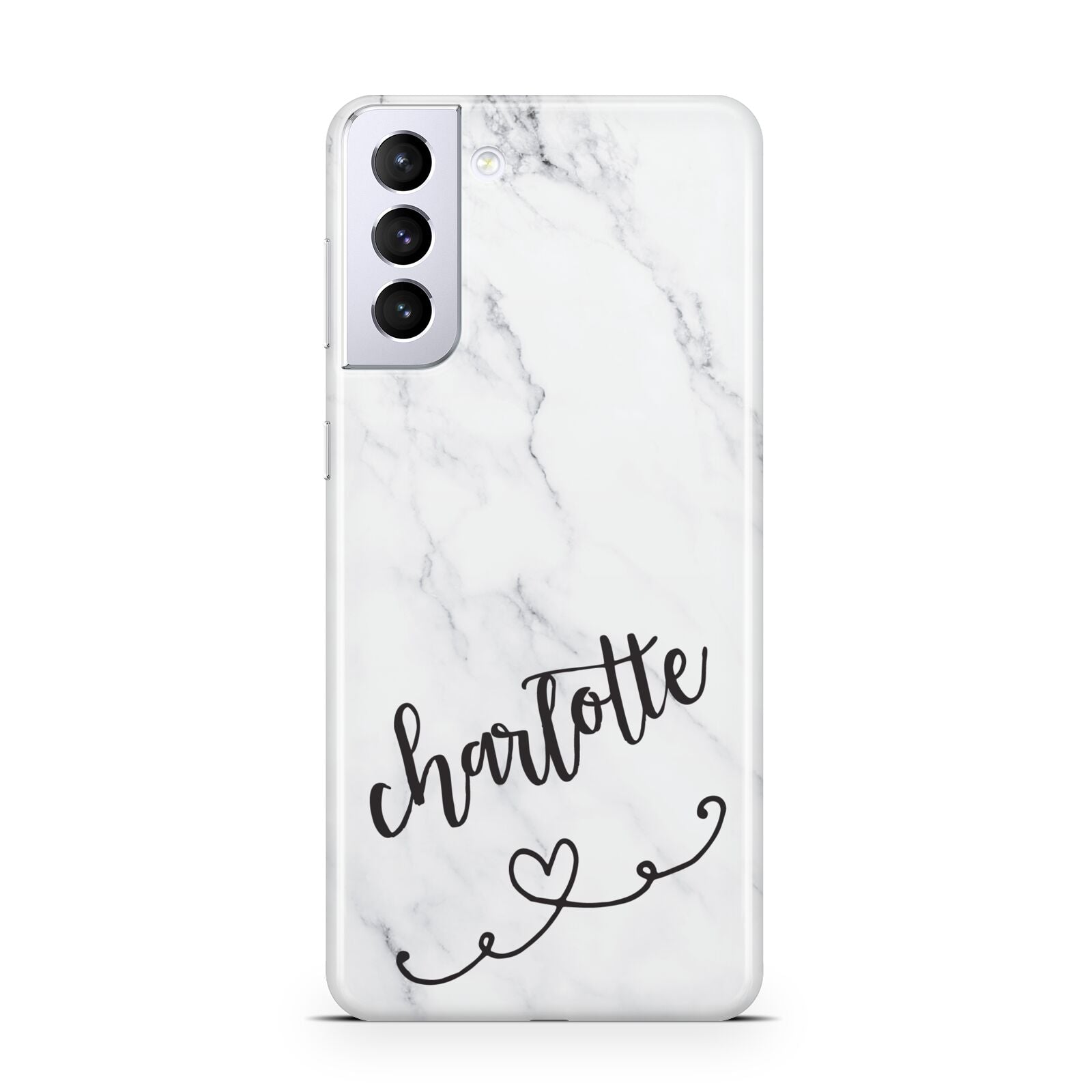 Grey Personalised Marble with Illustration Text Samsung S21 Plus Case