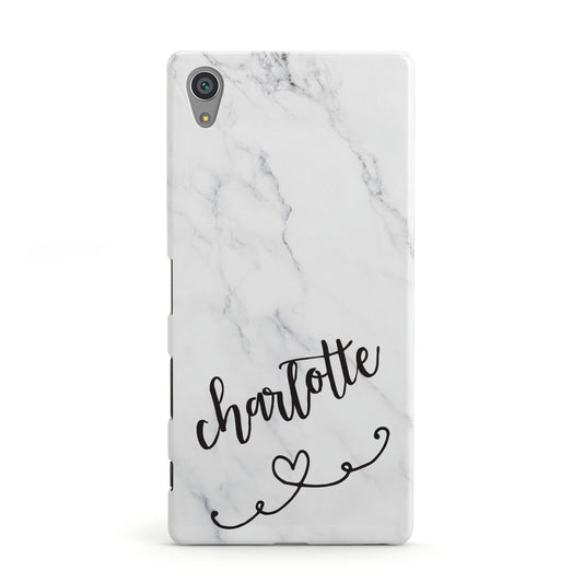 Grey Personalised Marble with Illustration Text Sony Xperia Case