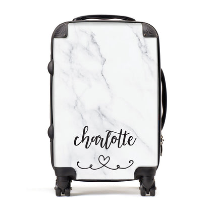 Grey Personalised Marble with Illustration Text Suitcase