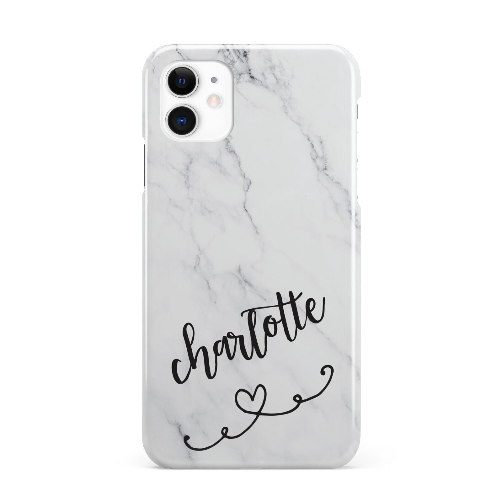 Grey Personalised Marble with Illustration Text iPhone 11 3D Snap Case