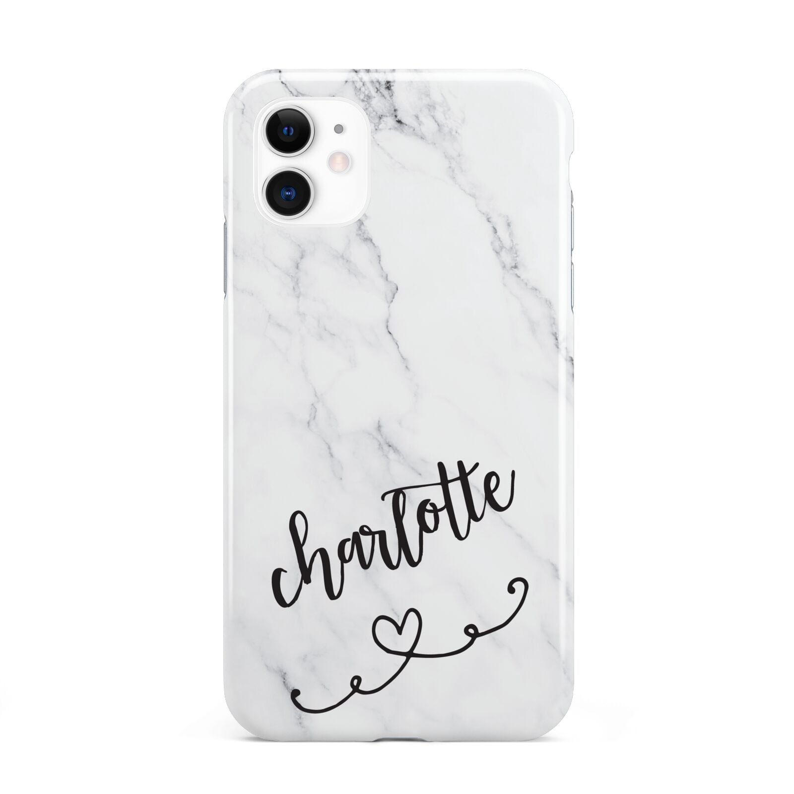 Grey Personalised Marble with Illustration Text iPhone 11 3D Tough Case