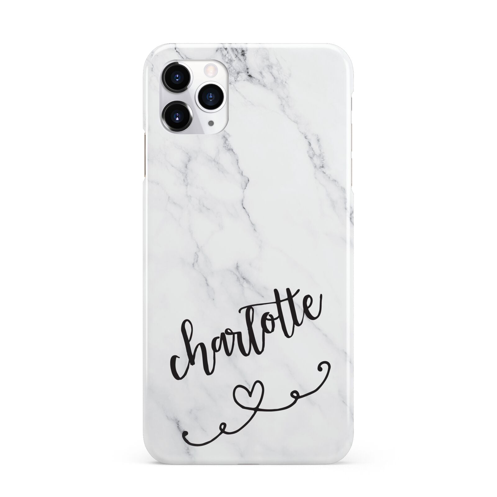 Grey Personalised Marble with Illustration Text iPhone 11 Pro Max 3D Snap Case