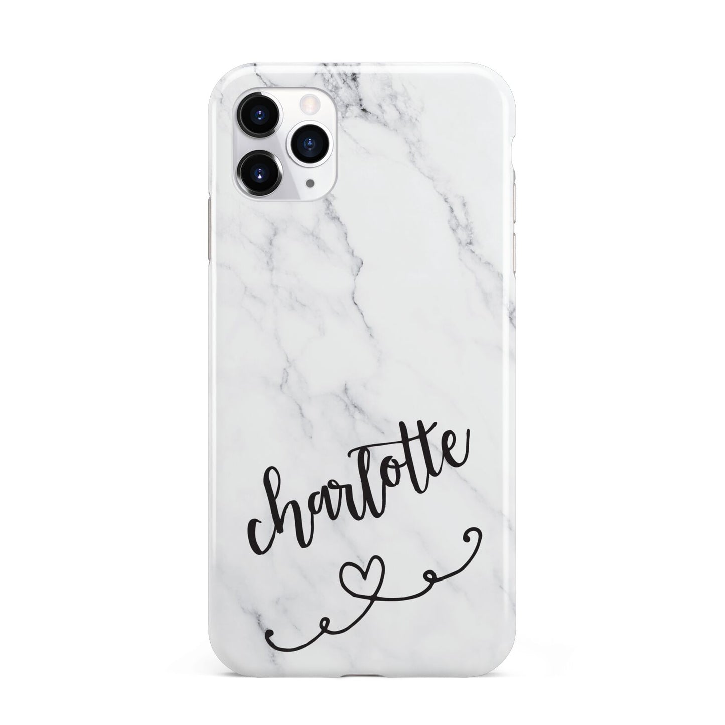 Grey Personalised Marble with Illustration Text iPhone 11 Pro Max 3D Tough Case