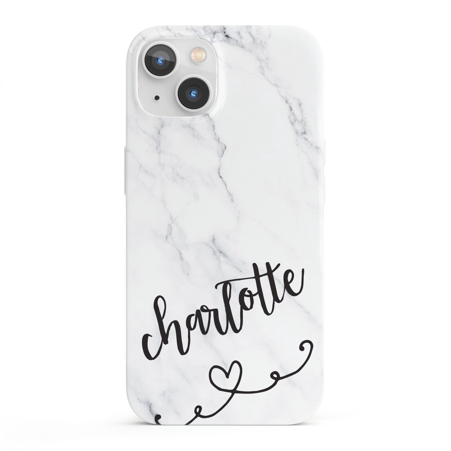 Grey Personalised Marble with Illustration Text iPhone 13 Full Wrap 3D Snap Case