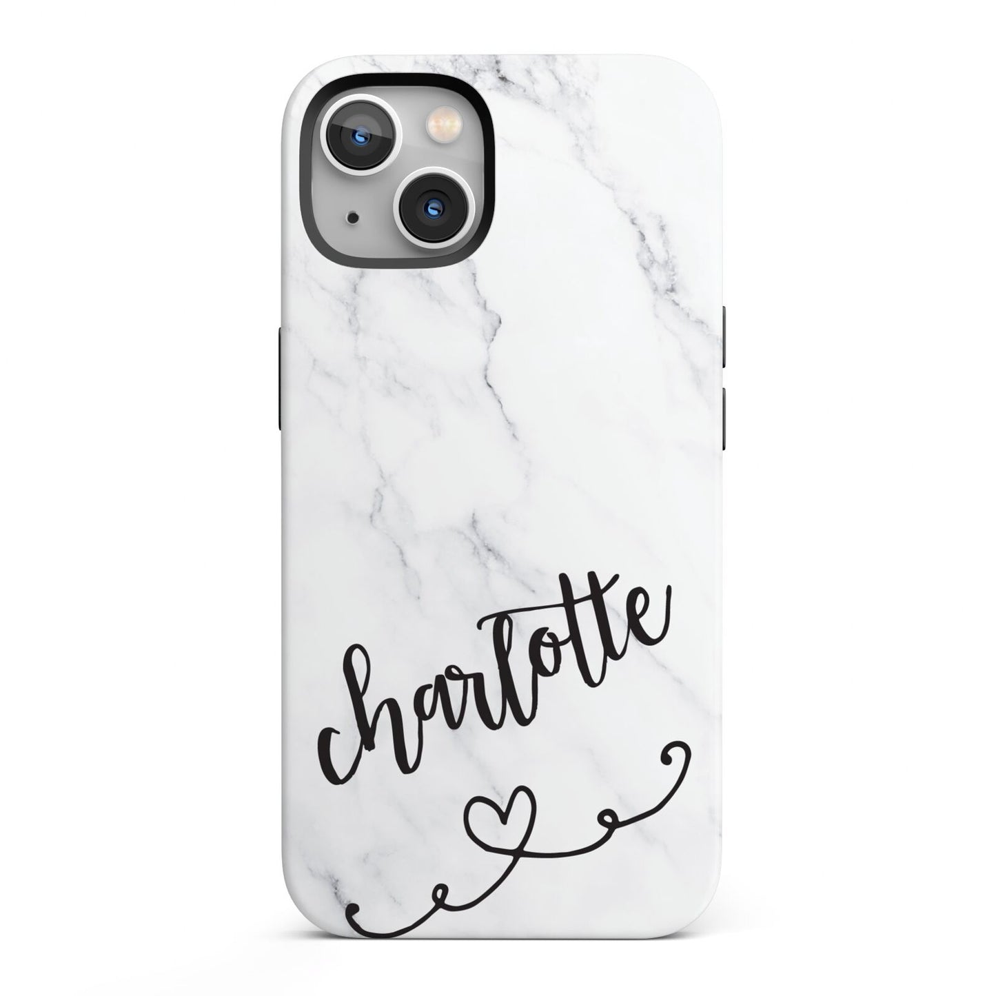 Grey Personalised Marble with Illustration Text iPhone 13 Full Wrap 3D Tough Case