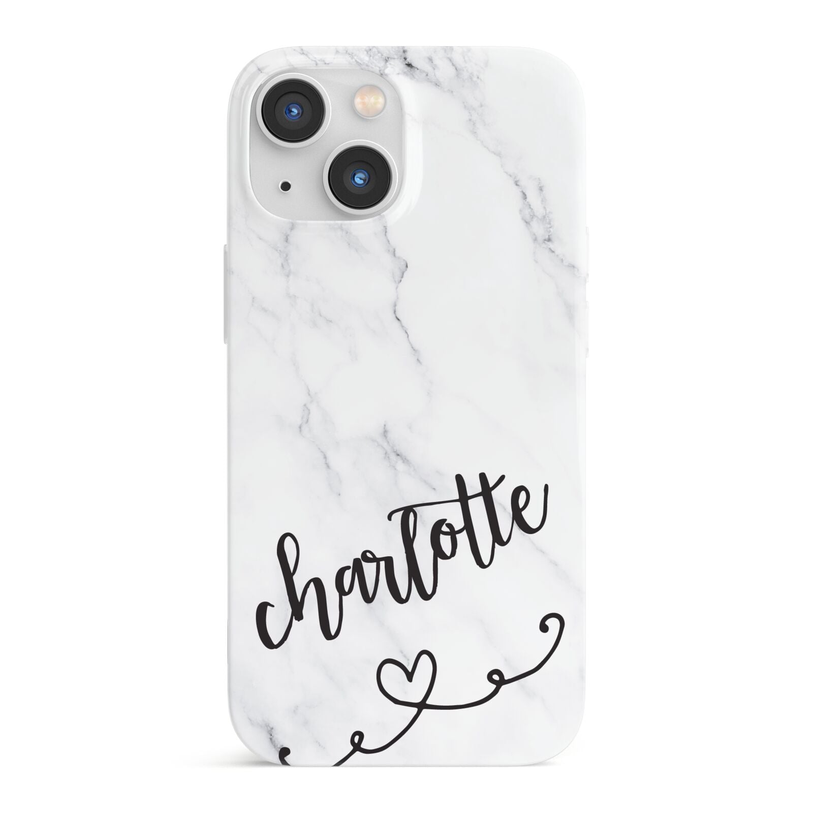 Grey Personalised Marble with Illustration Text iPhone 13 Mini Full Wrap 3D Snap Case
