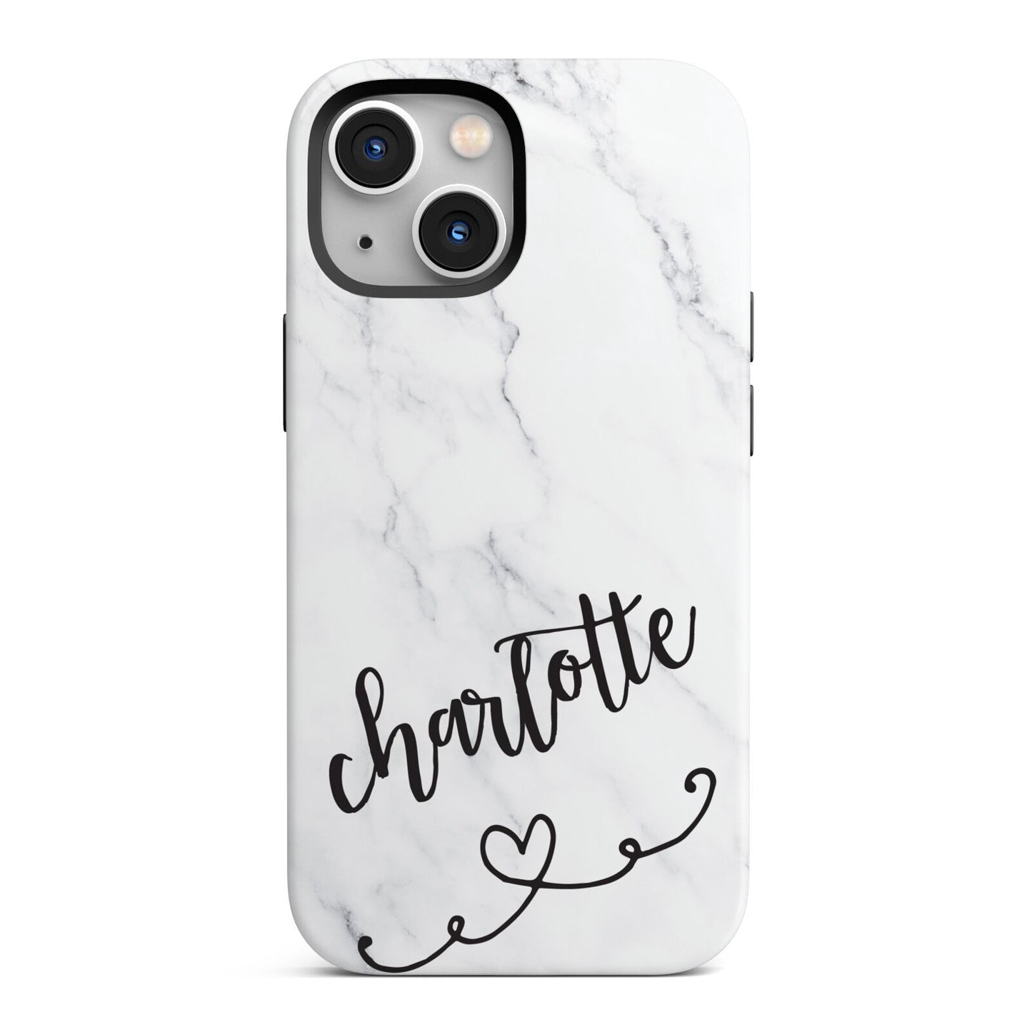 Grey Personalised Marble with Illustration Text iPhone 13 Mini Full Wrap 3D Tough Case