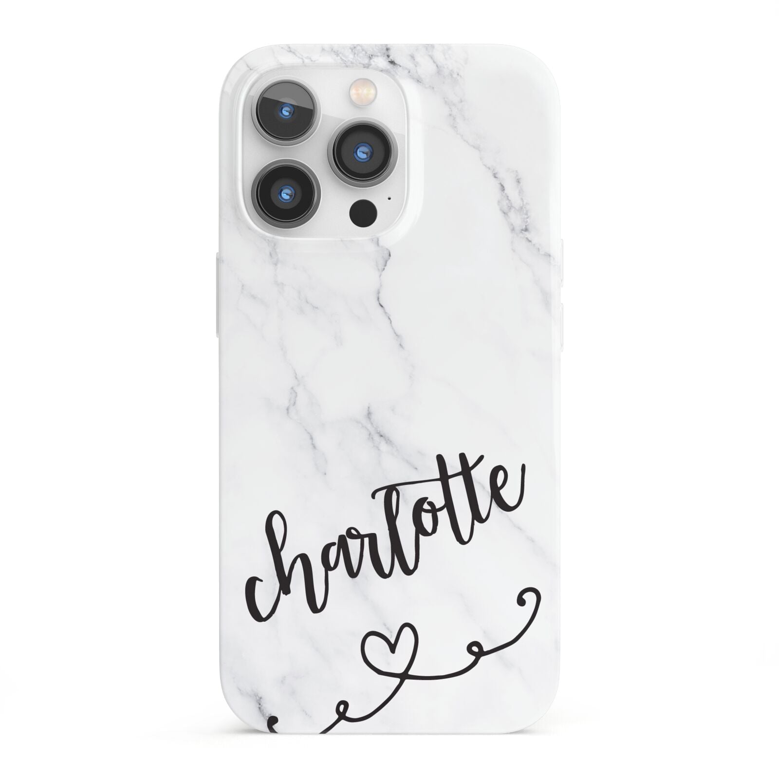 Grey Personalised Marble with Illustration Text iPhone 13 Pro Full Wrap 3D Snap Case