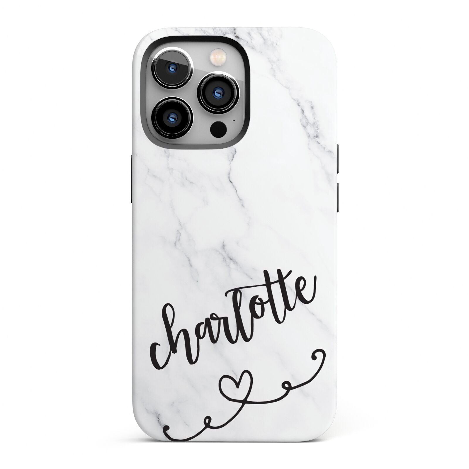 Grey Personalised Marble with Illustration Text iPhone 13 Pro Full Wrap 3D Tough Case