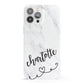 Grey Personalised Marble with Illustration Text iPhone 13 Pro Max Full Wrap 3D Snap Case