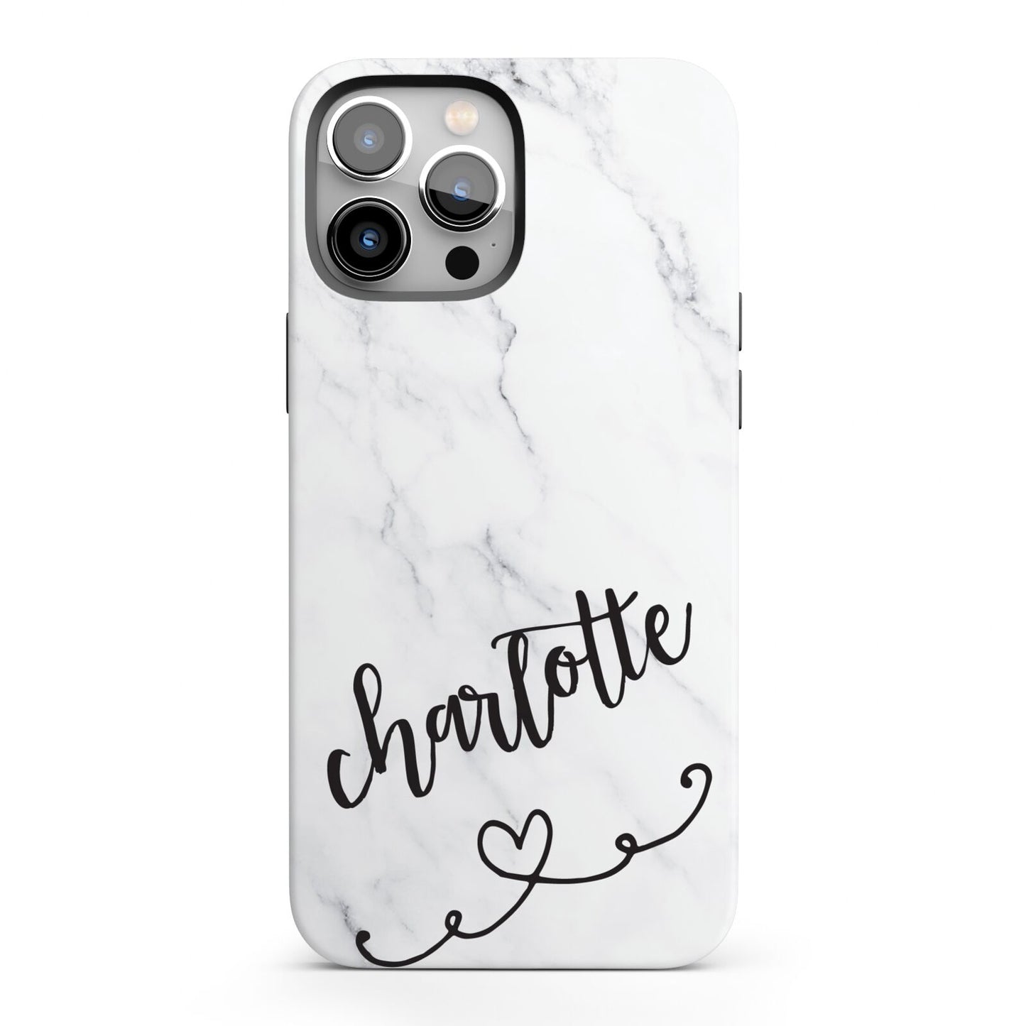 Grey Personalised Marble with Illustration Text iPhone 13 Pro Max Full Wrap 3D Tough Case