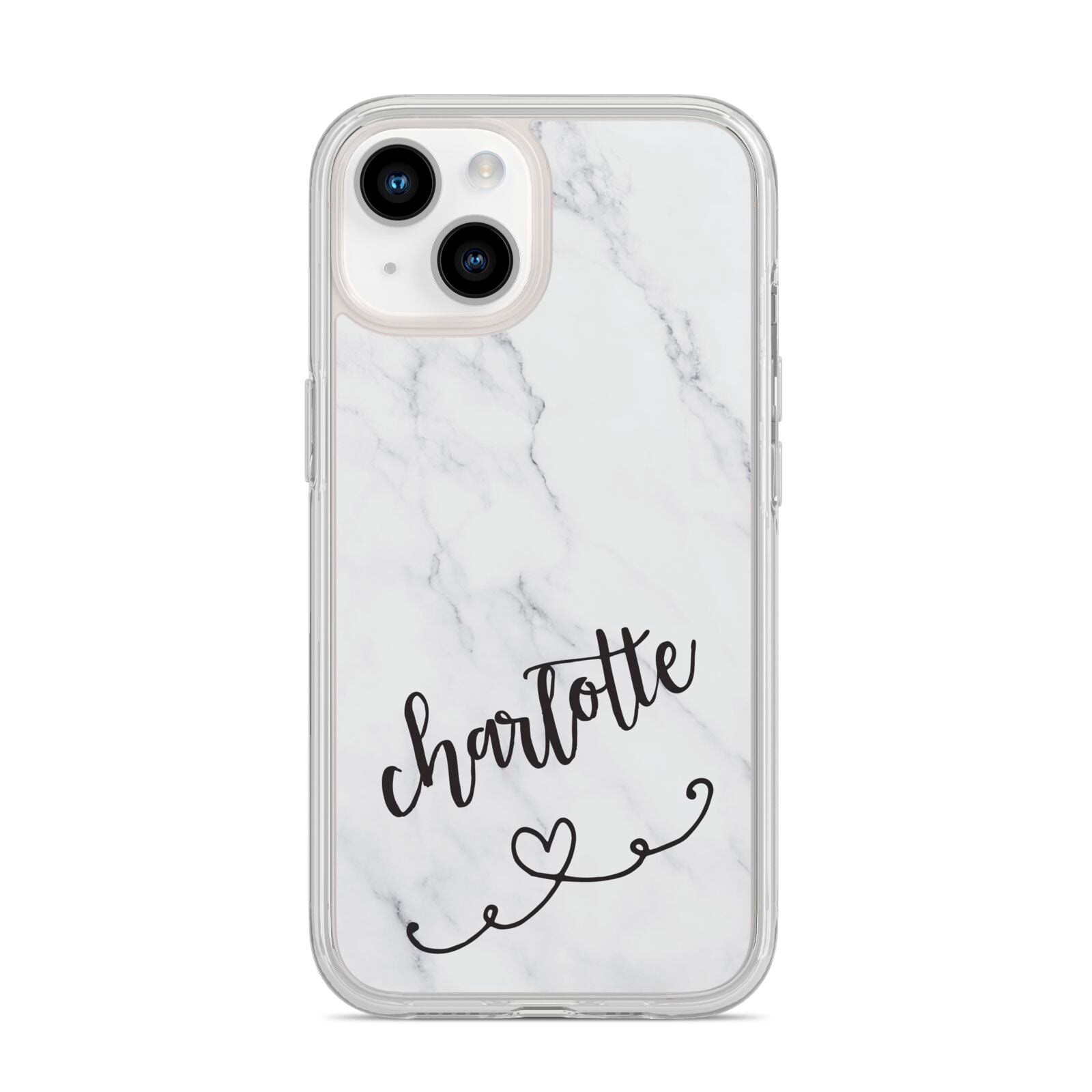 Grey Personalised Marble with Illustration Text iPhone 14 Clear Tough Case Starlight