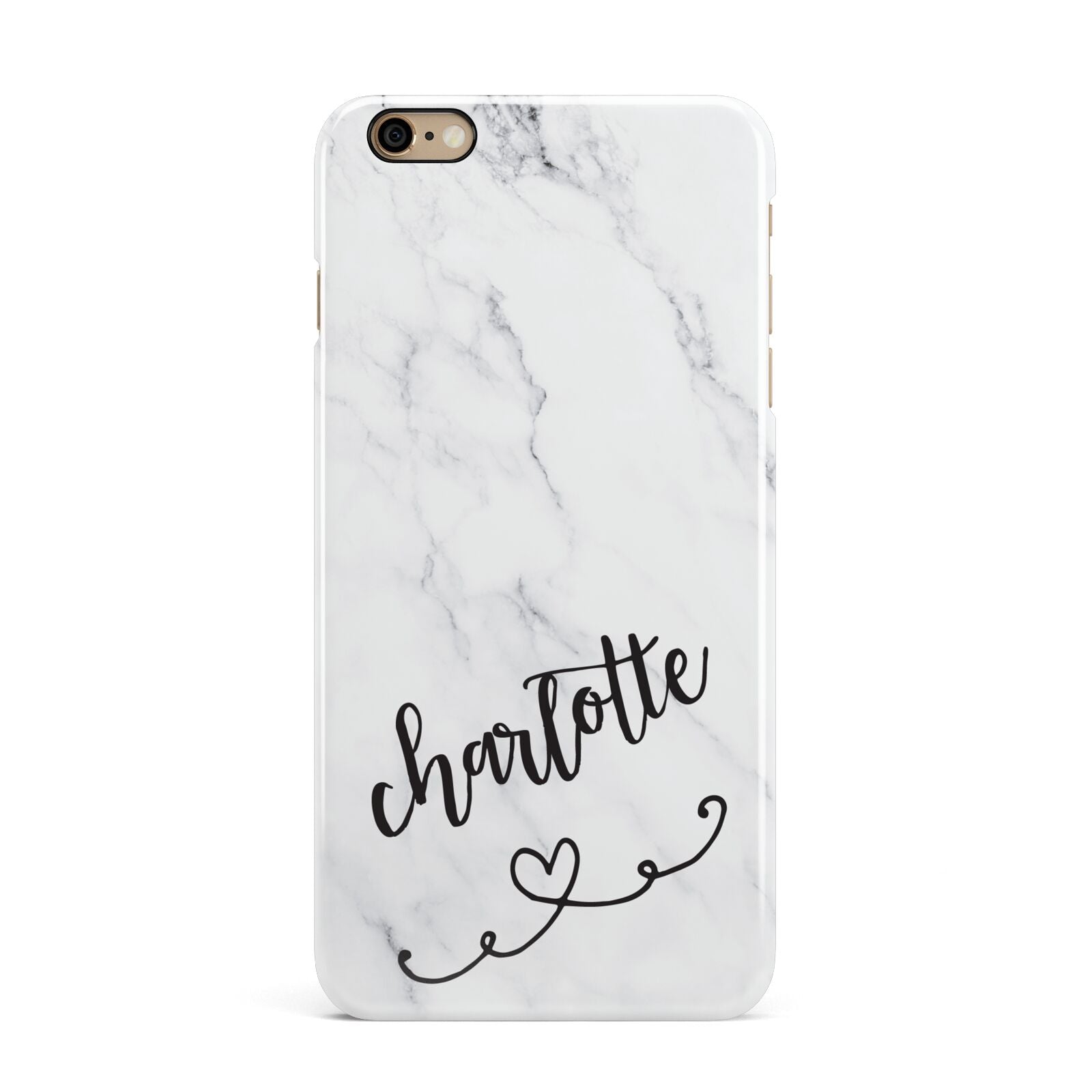 Grey Personalised Marble with Illustration Text iPhone 6 Plus 3D Snap Case on Gold Phone