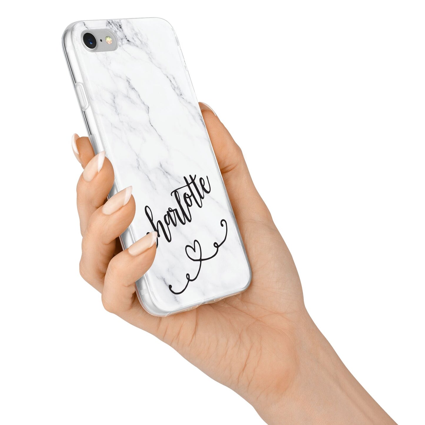 Grey Personalised Marble with Illustration Text iPhone 7 Bumper Case on Silver iPhone Alternative Image