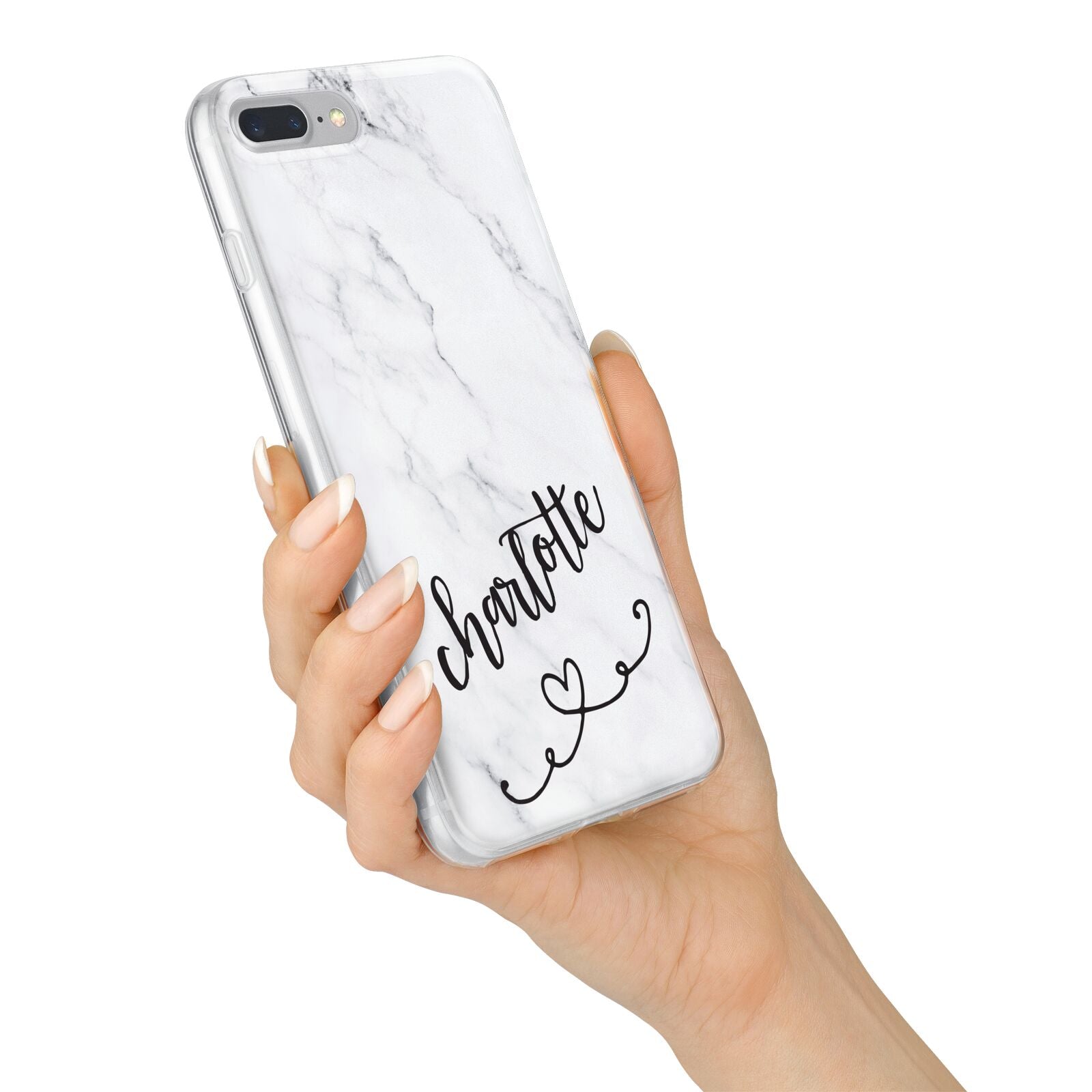 Grey Personalised Marble with Illustration Text iPhone 7 Plus Bumper Case on Silver iPhone Alternative Image