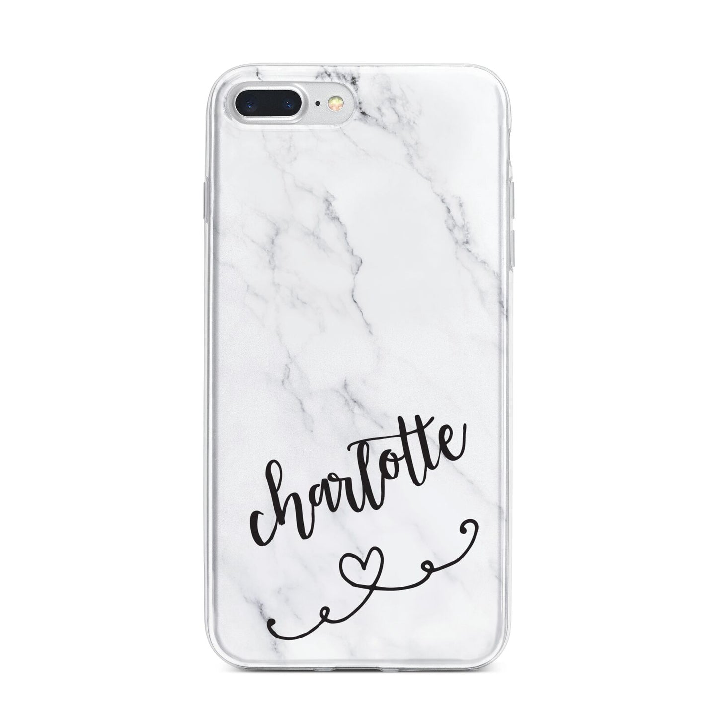 Grey Personalised Marble with Illustration Text iPhone 7 Plus Bumper Case on Silver iPhone