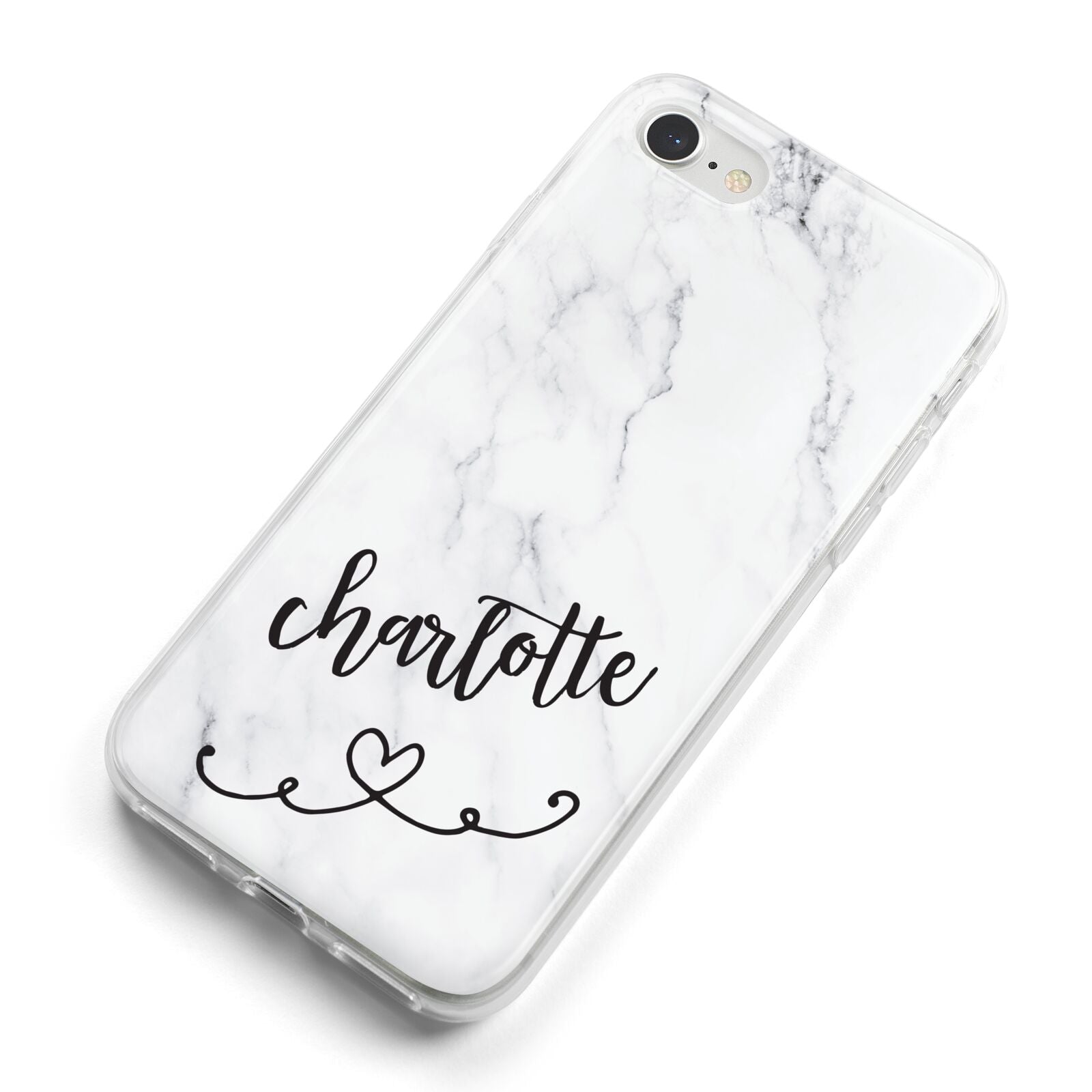 Grey Personalised Marble with Illustration Text iPhone 8 Bumper Case on Silver iPhone Alternative Image