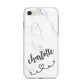 Grey Personalised Marble with Illustration Text iPhone 8 Bumper Case on Silver iPhone