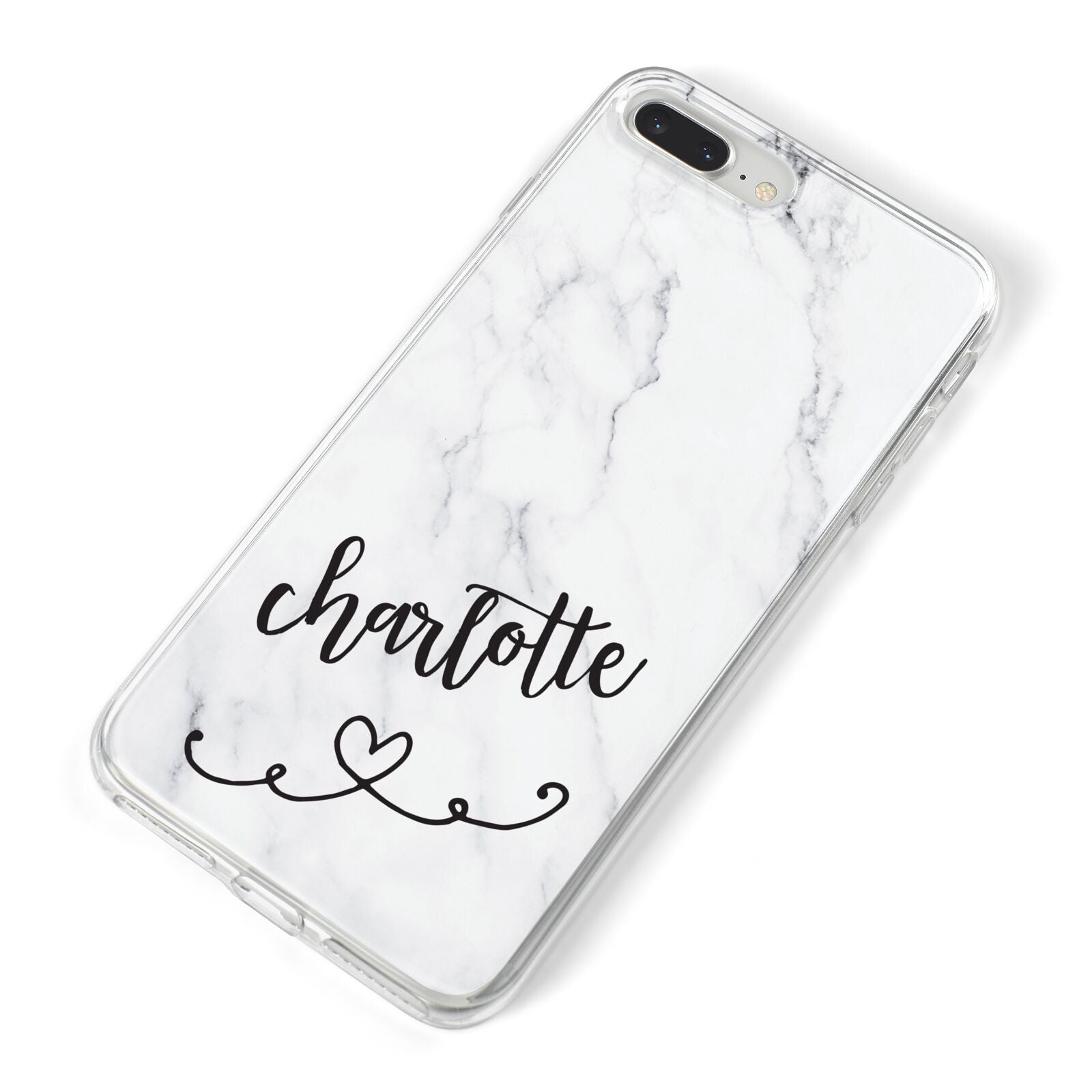 Grey Personalised Marble with Illustration Text iPhone 8 Plus Bumper Case on Silver iPhone Alternative Image