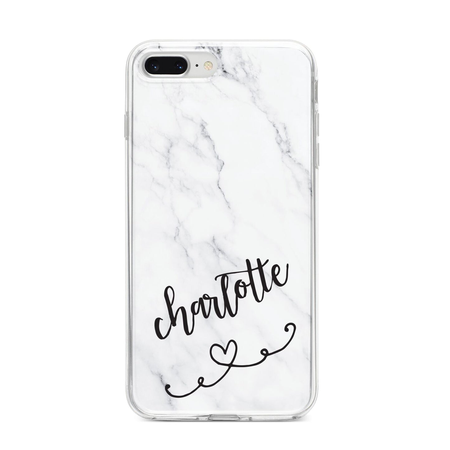 Grey Personalised Marble with Illustration Text iPhone 8 Plus Bumper Case on Silver iPhone