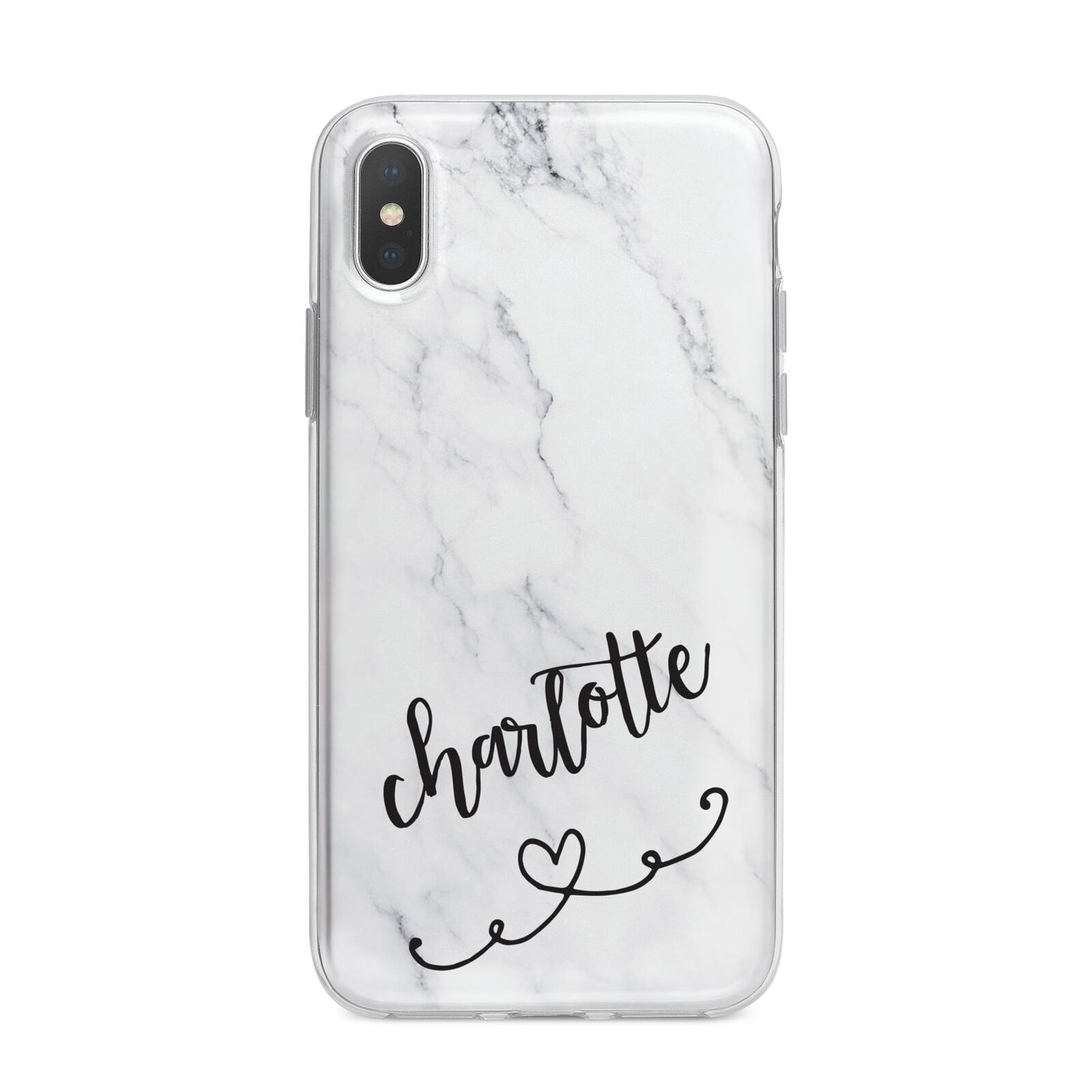 Grey Personalised Marble with Illustration Text iPhone X Bumper Case on Silver iPhone Alternative Image 1