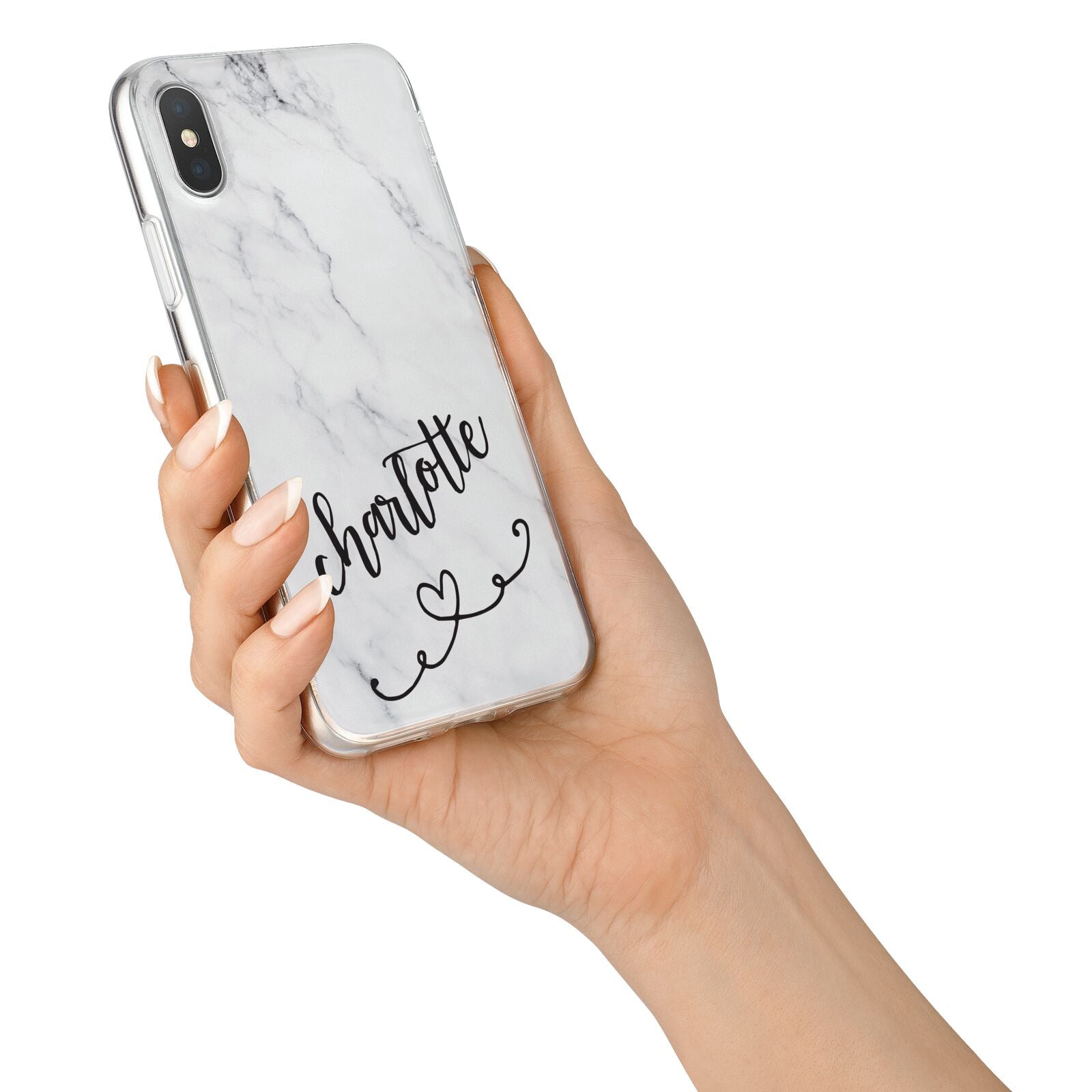 Grey Personalised Marble with Illustration Text iPhone X Bumper Case on Silver iPhone Alternative Image 2