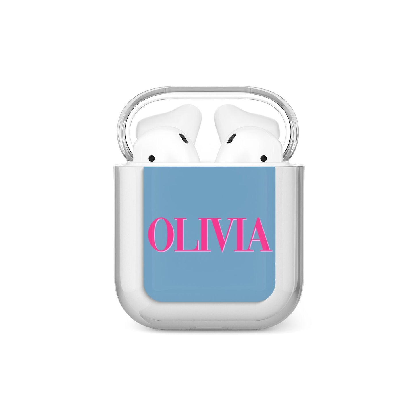 Grey Pink Personalised Name AirPods Case