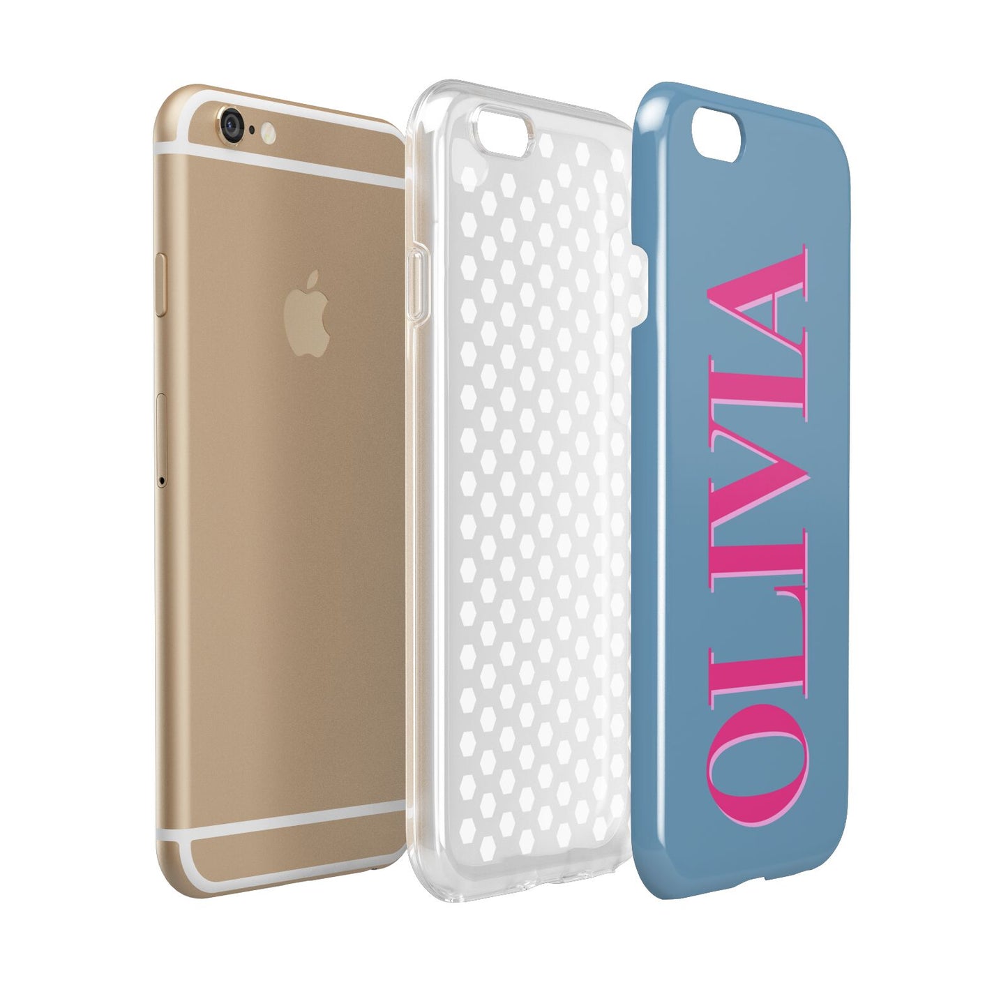 Grey Pink Personalised Name Apple iPhone 6 3D Tough Case Expanded view