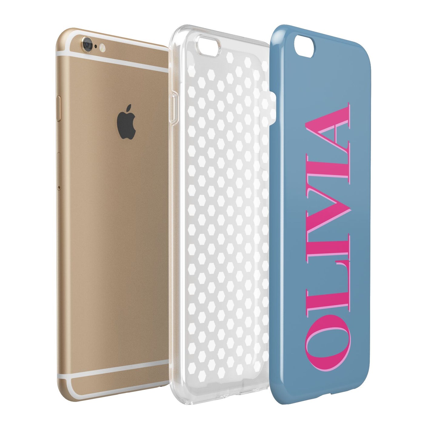 Grey Pink Personalised Name Apple iPhone 6 Plus 3D Tough Case Expand Detail Image