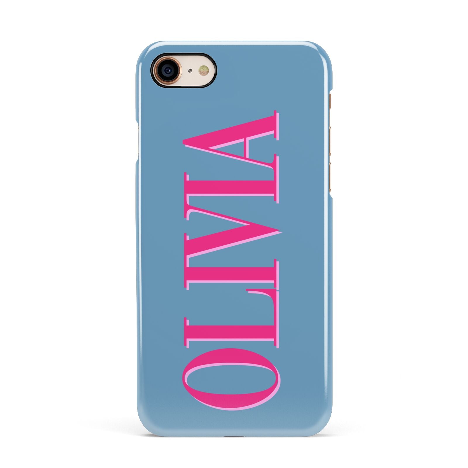 Grey Pink Personalised Name Apple iPhone 7 8 3D Snap Case