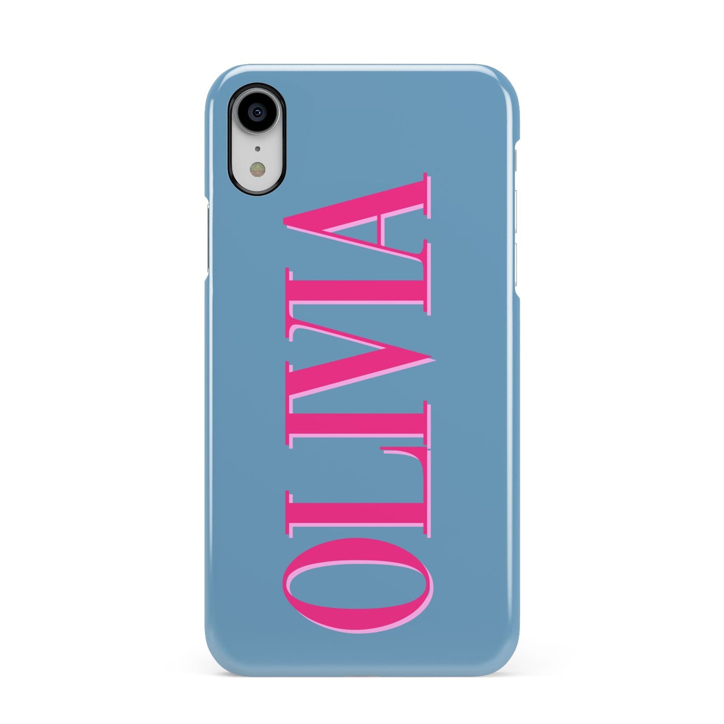 Grey Pink Personalised Name Apple iPhone XR White 3D Snap Case