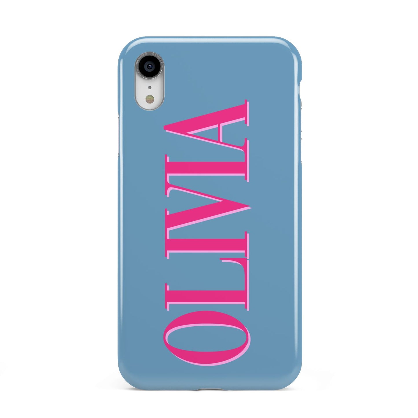 Grey Pink Personalised Name Apple iPhone XR White 3D Tough Case