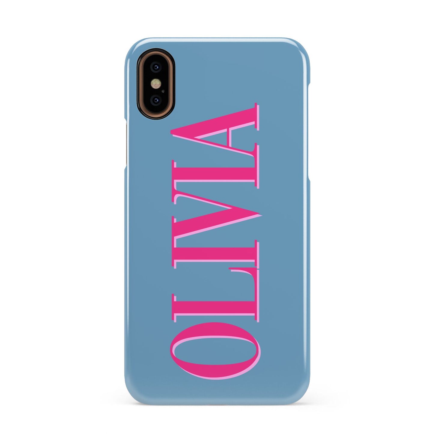 Grey Pink Personalised Name Apple iPhone XS 3D Snap Case