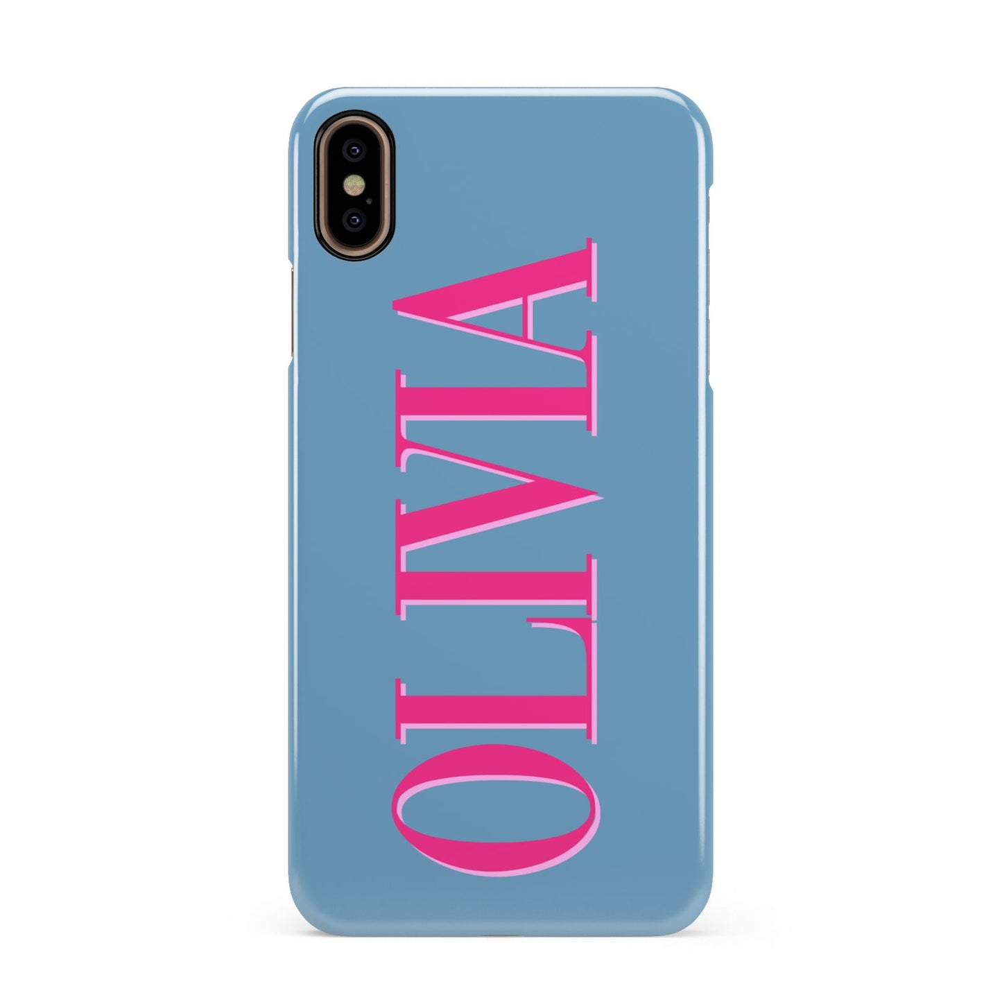 Grey Pink Personalised Name Apple iPhone Xs Max 3D Snap Case